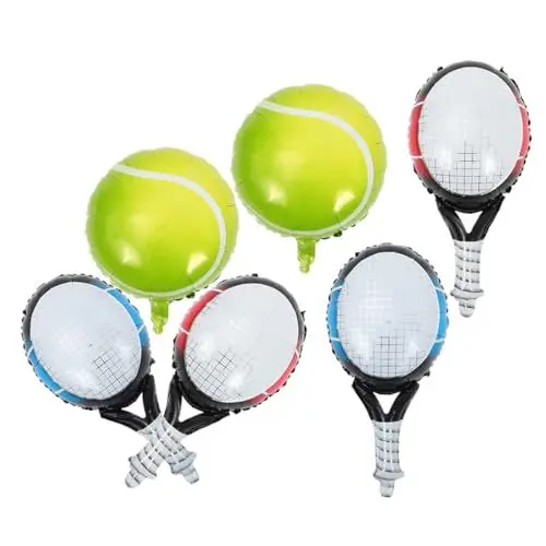 Produktbild: PRETYZOOM 6 Stk Tennisballon Tennisballballons für Party Tennisball-Ballon Tennis-Party-Dekor Tennis Thema Party Tennis-Partyzubehör Racketball-Partydekoration Aluminiumfolie