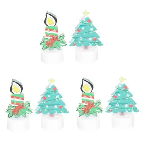 Produktbild: PRETYZOOM 6 Stk Weihnachtsnachtlampe fairy lights fairylights xmas tree weihnachtsdeko beleuchtet innen weihnachtsbäumchen Weihnachtssto Weihnachtsgeschenke Nachtlicht Metall Green