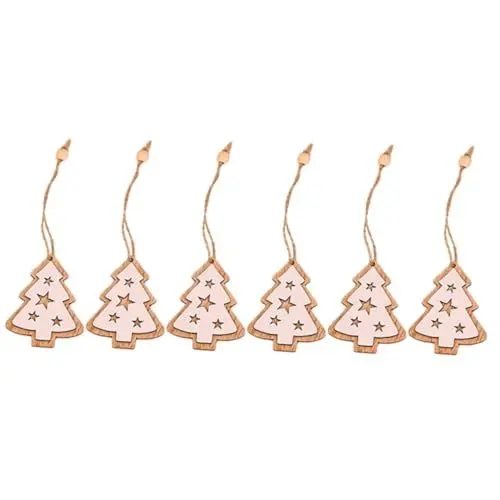 Produktbild: PRETYZOOM 6st Weihnachtsbaum-anhänger Dekorative Weihnachtsverzierung Christbaumschmuck Weihnachten Weihnachtsanhänger Krippendekorationen Weihnachtsbaumschmuck Weihnachtsdeko Weiß Hölzern