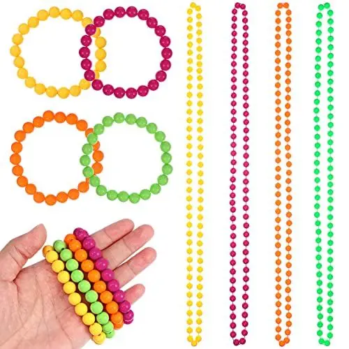 Produktbild: PRETYZOOM 8 Stück Neon Perlen Halskette Armbänder 80Er Jahre Kostüm Zubehör Für Junggesellinnenabschied Party Neon Schmuck