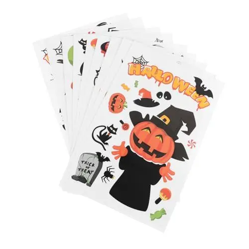 Produktbild: PRETYZOOM 9 Blatt Halloween Fenster Haftet Statische Aufkleber Dekorationen Halloween Sulies Out Blatt Für Party Gefälligkeiten