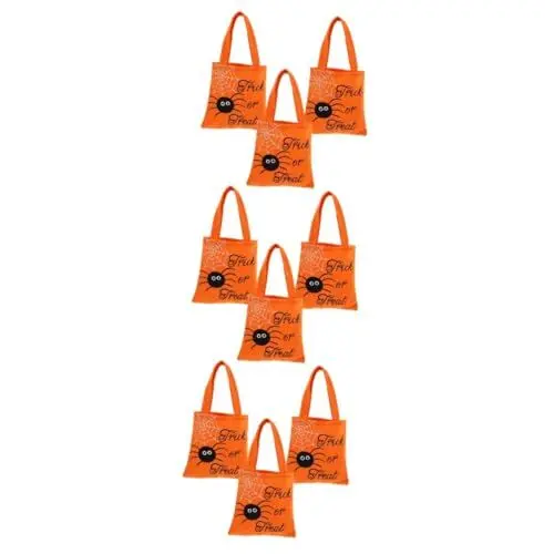 Produktbild: PRETYZOOM 9 Stk Halloween-Einkaufstasche Urlaubstasche Korbtasche Taschen große Einkaufstasche halloween tasche halloween bag Süßigkeitenbeutel Halloween-Süßigkeitstüte Vlies Orange