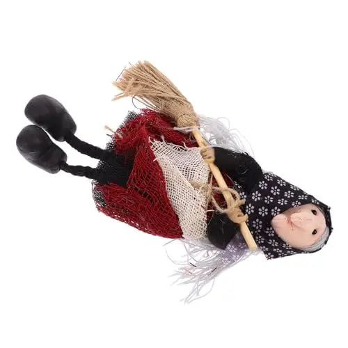 Produktbild: PRETYZOOM Anhänger Einer mit Besen Hexenpuppe Halloween Halloween-Raumdekoration Fliegende zarte Hexenfigur Halloween- Spielzeuge zarte Hexenpuppe entzückende Hexenfigur Holz
