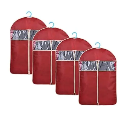 Produktbild: PRETYZOOM Hochwertiger Staubschutz Für Kleidung Wasserdichte Transparente Aufbewahrungstasche Dunkelrot s Für Anzüge Und Abendkleider Garment Organizer Mit Selbstkorrigierenden
