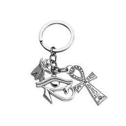 Produktbild: PRETYZOOM Auge Des Horus Schlüsselbund Zinn Schlüsselring Ägyptischen Kreuz Symbol Tasche Charme Ankh Geldbörse Anhänger Hippie Hängen Ornament Auto Schlüsselhalter für Anubis Liebhaber