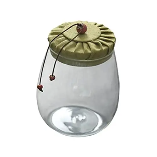 Produktbild: PRETYZOOM 600 Ml Glas Vorratsdose Deckel Versiegelt Tee Kanister Lebensmittel Vorratsbehälter Grün Stoffbezug Sicher Bequem
