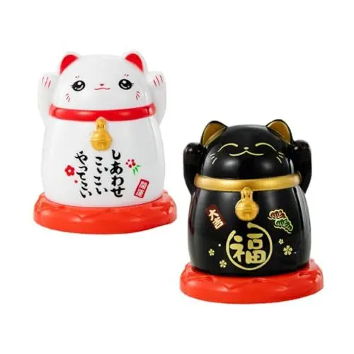 Produktbild: PRETYZOOM Autodekoration 2 Stück Karton Lucky Cat Zahnstocherhalter Glückskatzenstatue Zahnstocherrohr -Organizer Glückskatze Japanisch Zahnstocheretui Inländisch Runde Dose Abs-Kunststoff