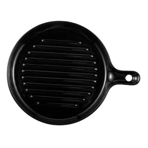 Produktbild: PRETYZOOM Backgeschirr Auflaufform aus Keramik Auflaufform mit Griff sushi platte sushi teller schwarzes Tablett rundes Tablett hängende Auflaufform Backblech anfassen Ofen Griffplatte Japan