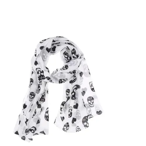 Produktbild: PRETYZOOM Damen Schal Seidenchiffon- Schal Mit Totenkopf Halloween- Sch?delschal Gothic- Chiffon- Schal Goth- Sch? - Schal Frauen Schwarzer Chiffonschal Modische Totenkopfschals Lang Damen