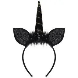 Produktbild: PRETYZOOM Einhorn Haarreif Horn Stirnband Ohren Haarband Haarschmuck Schwarz Engel Kopfschmuck für Kinder Mädchen Damen Geburtstag Ostern Einhorn Party Deko Zubehör