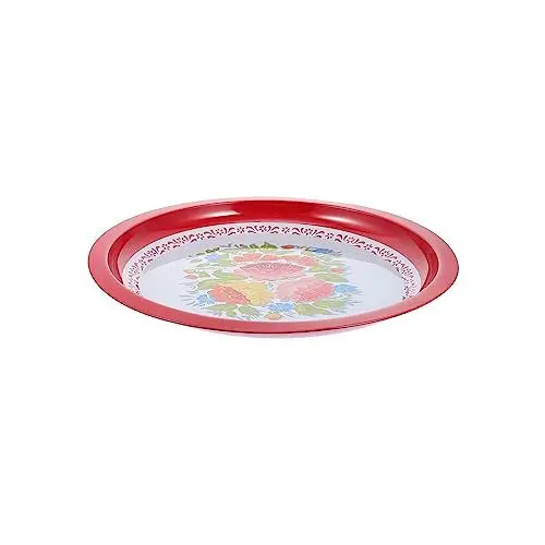 Produktbild: PRETYZOOM 40 Cm Roter Retro-teller Im Home-hotel-stil Tellermaterial Für Snacks Obst Desserts