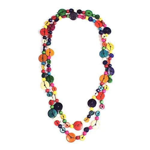 Produktbild: PRETYZOOM Frauen Böhmen Muschel Halskette Party Bunte Perlenkette Lange Kokosnuss Muschel Halskette Schmuck Hals Schmuck für Dame Mädchen