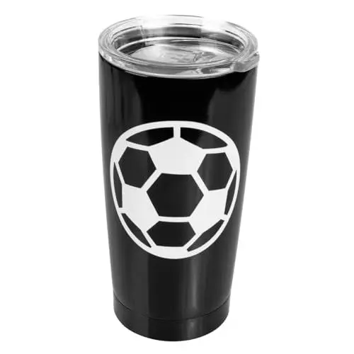 Produktbild: PRETYZOOM 20oz Edelstahl Thermobecher Isolierbecher Tragbarer Becher Fußball Design Täglicher Begleiter