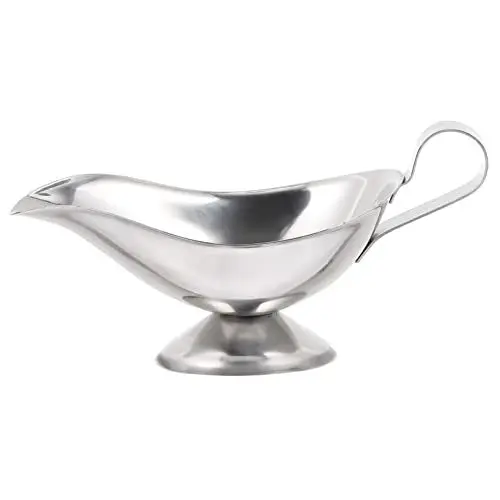 Produktbild: PRETYZOOM Edelstahl SoßEnschiffchen Salatdressing BehäLter MilchkäNnchen Honigkrug Mini-Keramik-SahnekäNnchen soßEnausgießEr Rostfreier Stahl Ideal FüR Partys Und Abendessen
