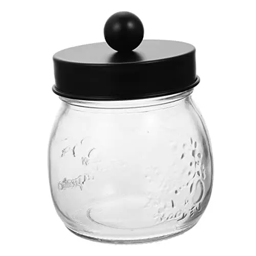 Produktbild: PRETYZOOM Elegantes Rundes Glasgefäß Zur Aufbewahrung Von Wattestäbchen Make-up-pads und Beauty-tools