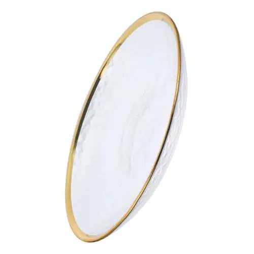 Produktbild: PRETYZOOM Glasschale Platzteller Mit Goldrand Goldenes Serviertablett Dekoschale Aus Goldenes Geschirrset Salatteller Dekorative Platzteller Goldene Speiseteller Gemüsefach Gericht Nachtisch