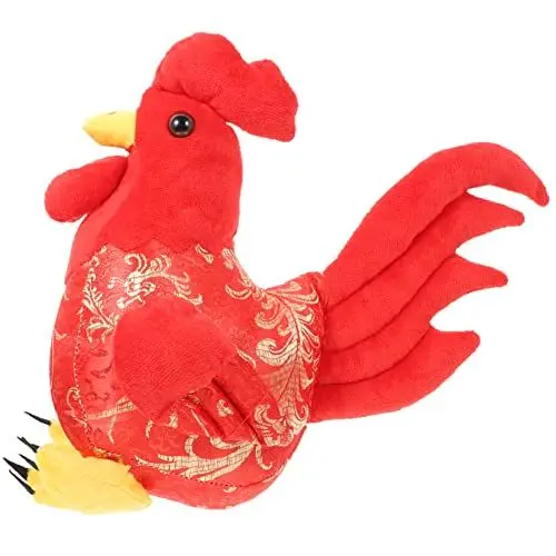 Produktbild: PRETYZOOM Hahn Plüschtier Hochzeitsdekorationen Ostern Plüschtiere Chinesische Neujahrspuppe Hühnerspielzeug Roter Hochzeitshahn Hochzeitsversorgung Gedenken Zubehör Baumwolle Brautjungfer