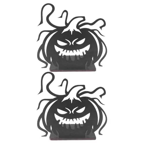 Produktbild: PRETYZOOM 2pcs Halloween Kürbis Kerzenhalter Einzigartiges Design Für Horror Liebhaber Holz Material Wohnkultur Atmosphäre