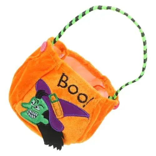 Produktbild: PRETYZOOM Halloween- Tasche Halloween-einkaufstasche Beutel Halloween-snacktüten Halloween-leckerli-tasche Halloween-taschen Für Süßigkeiten Halloween-party-goodie-bags Orange Stoff