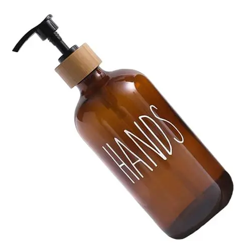 Produktbild: PRETYZOOM Lotion Spender Mit Holzring Und Schwarzem Pumpenkopf Nachfüllbarer Seifenspender Für Shampoo Handseife Duschgel Elegantes Badezimmer Zubehör