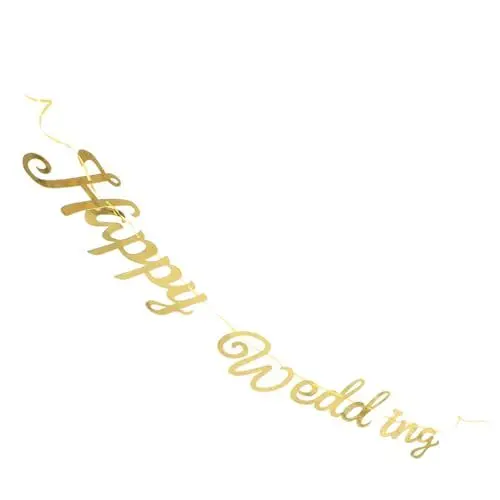 Produktbild: PRETYZOOM Rose Blütenblatt Hochzeit Banner Glücklich Bunting Pailletten Papier Dekorative Flagge Für Hochzeit Party
