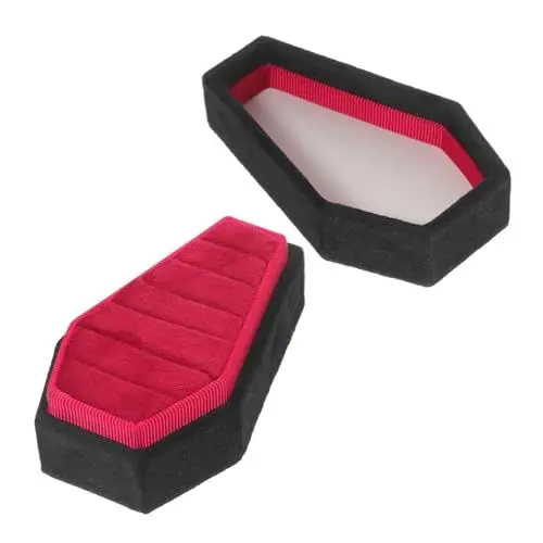 Produktbild: PRETYZOOM Kasten Ringschachtel geschenkverpackung deckel Gotische Ringbox schmuckbox verlobungsgeschenk Halloween-Schmuck-Organizer Sarg- Halskette Reiseorganisator Sargringetui Flanell