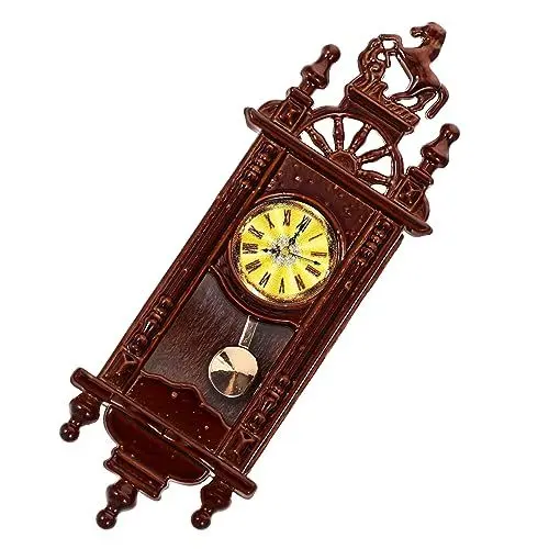 Produktbild: PRETYZOOM Kleiner Glocken Anhänger Vintage- Puppenhaus-standuhr Im Maßstab 1:12 Mini Puppenhausuhr Im Maßstab 1:12 Hölzern Puppenhaus Römische Uhr Wald Statue Legierung Kind Möbel