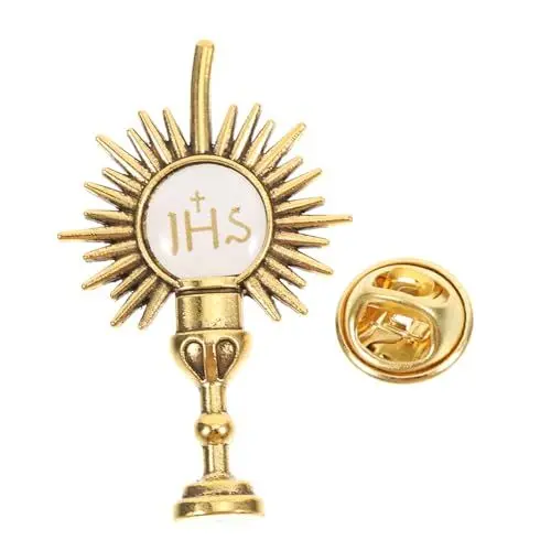 Produktbild: PRETYZOOM Kommunion-kreuz-brosche Kelchnadel Für Die Heilige Kommunion Kelch-anstecker Zur Erstkommunion Querstift Anstecknadel Mit Kelchkreuz Kleidernadel Kelchbrosche Golden Zinklegierung