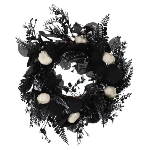Produktbild: PRETYZOOM Kränze der Haustür Halloween-Wohndekoration gefälschter Kürbiskranz Halloween-Party-Kranz Halloween wanddeko Halloween Dekoration hängender Kranz dekorativer Kranz Seidenblume