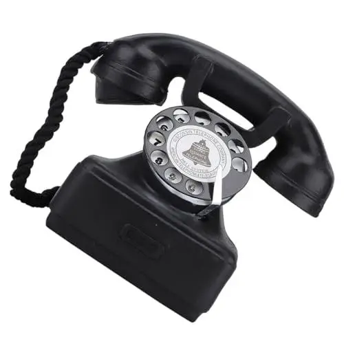 Produktbild: PRETYZOOM Kunstharz Handwerk Verzierung Skulpturen Wohnkultur Kreative Bardekoration Heimdekorationen Ornament Für Kinder Wählende Telefondekoration Café-bar-Telefon Kindertelefon Black
