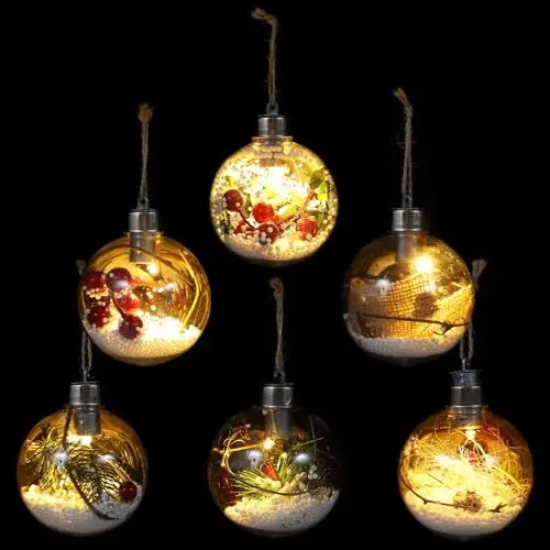 Produktbild: PRETYZOOM Led-Weihnachtskugel-Ornamente 6 Stück Leuchtende Kunststoff-Weihnachtsbaumkugeln Transparente Befüllbare Kugeln Ornament Weihnachtsbaum-Hängeanhänger Für Weihnachten Hochzeit