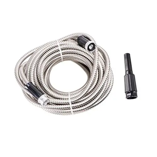 Produktbild: PRETYZOOM Edelstahl Gartenschlauch 50ft Ultra-stabiler Schlauch Punktion Teleskop Silber