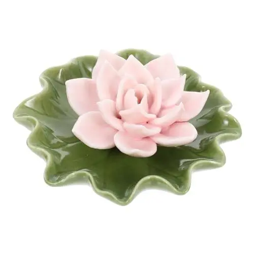 Produktbild: PRETYZOOM Lotusblatt Lotusblume Lotusblüte Weihrauchbrenner Räucherschale Weihrauchhalter Meditations-Räucherstäbchenhalter Halter für Räucherstäbchen Glas Räuchergefäß Ornamente Keramik