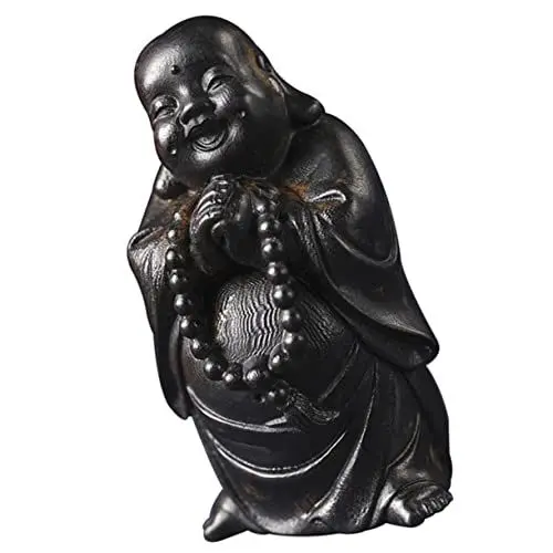 Produktbild: PRETYZOOM Antike Buddha-Figur Aus Holz Maitreya- Buddhistisches Wohndekor Robustes Schreibtisch-Ornament Einzigartiges Teetisch-Accessoire