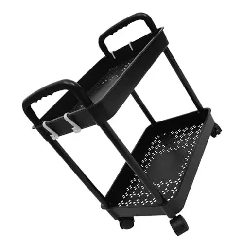 Produktbild: PRETYZOOM Rollbarer Aufbewahrungswagen Mit Rädern Zweistöckiges Mobiles Regal Organizer Für Küche Und Badezimmer Vielseitig Einsetzbar Für Schönheitssalons Büros Und Werkstätten