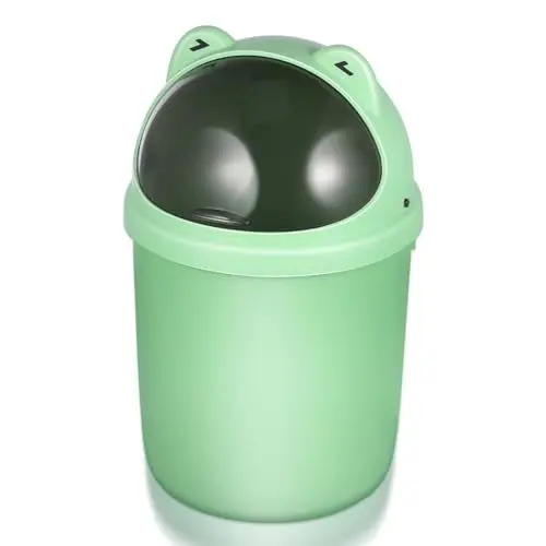 Produktbild: PRETYZOOM Niedlicher Frosch-Mülleimer Mit Deckel Cartoon-Mülltonne Kawaii Flip-Papierkorb Papierkorb Fahrzeug-Mülleimer Für Badezimmer Küchen Büro Schminktisch