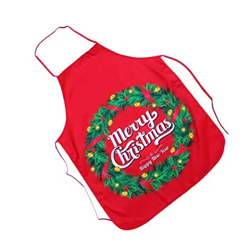 Produktbild: PRETYZOOM Elegante Schürze mit Weihnachtskranz-aufdruck Bequem und für Kochpartys