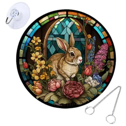 Produktbild: PRETYZOOM Osterhase Hängende Dekoration Zum Thema Ostern Osterfenster-schilder Mit Flecken Ostern Wanddekoration Ostertürdekorationen Ostern Türschild Zum Aufhängen Glas Federtür Acryl