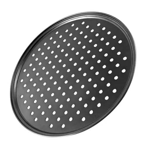 Produktbild: PRETYZOOM Carbonstahl Perforierter Pizza-Blech Antihaft-bakeware Für Gleichmäßige Wärmeverteilung Wiederverwendbar Für Hausgemachte Pizza Und Backwaren