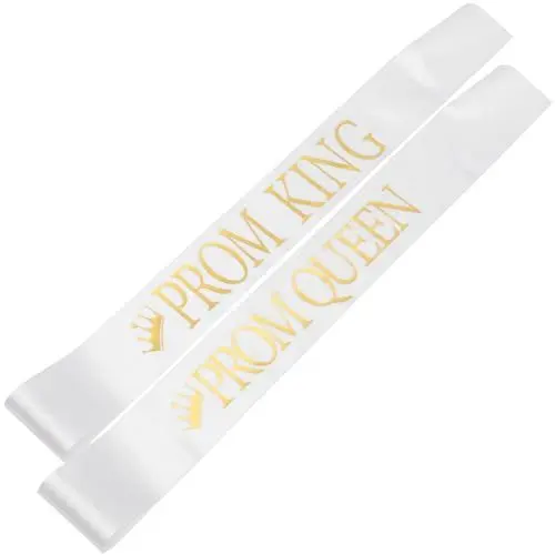 Produktbild: PRETYZOOM Prom King and Queen Sash Set 2Pcs Abschlussschärpe Mit Goldenen Buchstaben Abschlussballparty Kostümzubehör Fotografie Requisiten