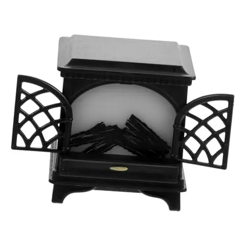 Produktbild: PRETYZOOM Puppenhaus Mini Litable Kaminofen Wärmer Simuliertes Brennholz Weihnachtsdekoration Möbelmodell (Schwarz) Kaminmodell Miniatur Mini-Hauszubehör Weihnachtskamin Modelle Mini-Kamin
