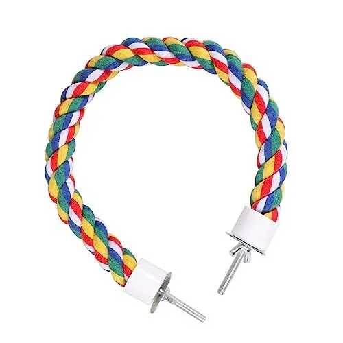 Produktbild: PRETYZOOM Regenbogen-Vogelseil-Sitzstangen 60 cm Papagei Buntes Kletterseil Vogelkäfig Schaukelspielzeug Spirale Baumwollseil Nymphensittiche Sitzstangen Bungee-Vogelspielzeug