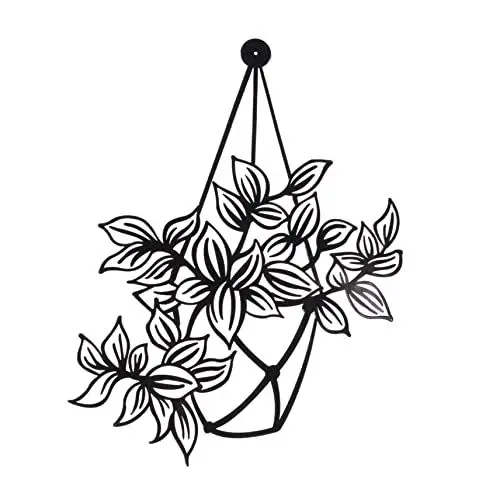 Produktbild: PRETYZOOM Schmiedeeiserne Silhouette Blumen Blumenwandkunst Aus Metall Für Die Terrasse Moderne Wanddekoration Badezimmer Wandkunst Wandkunstdekor Rosenvase Die Blumen Blumenanhänger Eisen