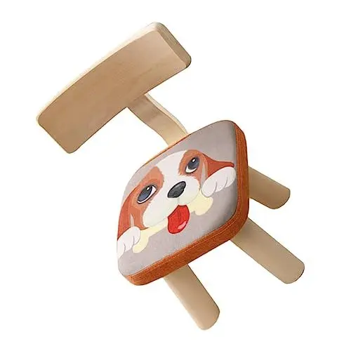 Produktbild: PRETYZOOM Entzückender Kinderhocker Aus Baumwollleinen Holzschwamm Für Kleinkinder Mit Rückenlehne Familienzimmer-Accessoire