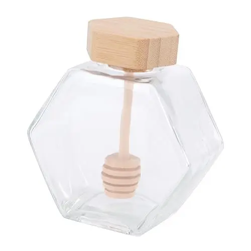 Produktbild: PRETYZOOM 220 Ml Einmachglas Für Zuhause Küche Frühstücksgläser Mit Deckel Und Löffel Honigglas Mit Honigtopf Aus Dierglas Bienenhonigtopf