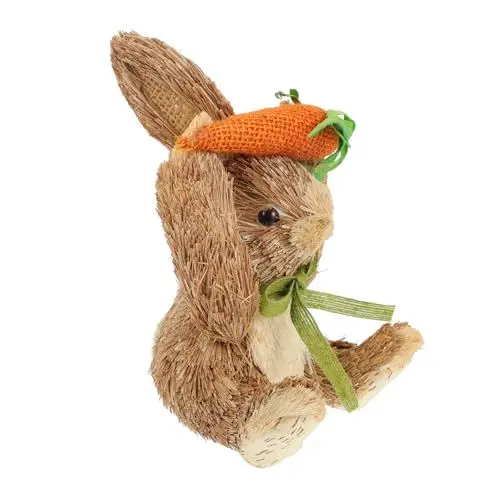 Produktbild: PRETYZOOM Strohkaninchen Hasenornament Strohhasen Dekor Strohgewebtes Kaninchen Osterhasenfigur Osterkaninchenskulptur Osterkaninchendekor Osterfesthase Stroh Osterhase