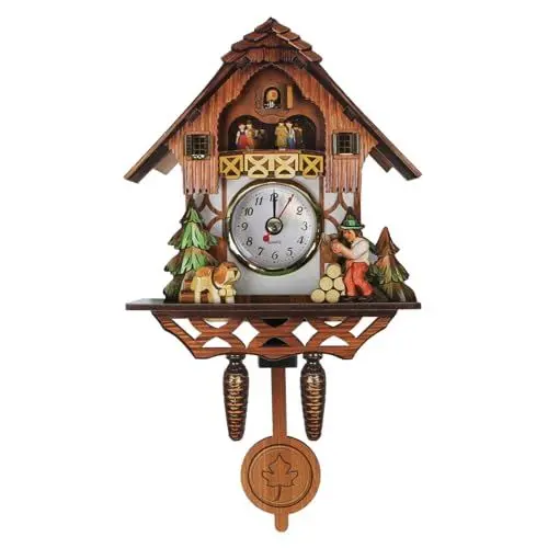 Produktbild: PRETYZOOM Leise Uhr Vintage Holz Wanddekoration Batteriebetrieben Für Wohnzimmer Schlafzimmer Küche