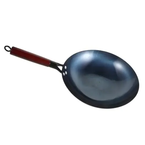 Produktbild: PRETYZOOM Unbeschichtete Eisenpfanne Wok Kochtopf alltägliche Pfanne Kochgeschirrzubehör Bratpfannen Küchenversorgung Küchenkochgeschirr Holz