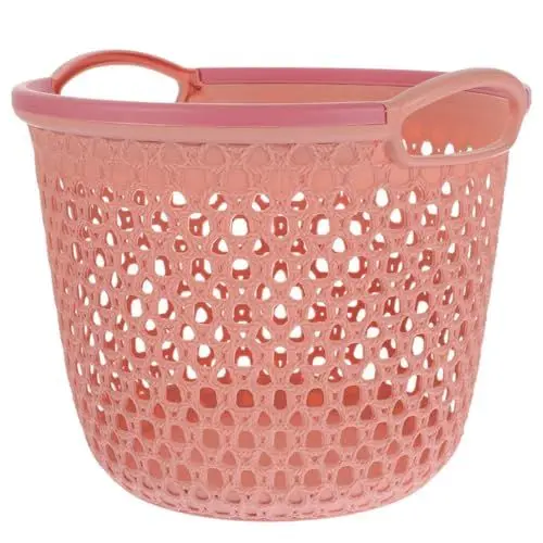 Produktbild: PRETYZOOM Wäschekorb Aus Kunststoff Für Kleidung Aufbewahrungskorb Für Kleidung Multifunktional Tragbar Flexibel Wäschekorb Kleinigkeiten-Organizer Rosa