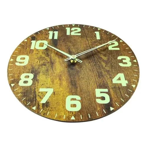 Produktbild: PRETYZOOM Retro-stummuhr Runde Wanduhr Aus Holz Geräuschlos Für Büro Arbeitszimmer Jungen- Und Mädchenzimmer Einfache Installation Elegante Optik